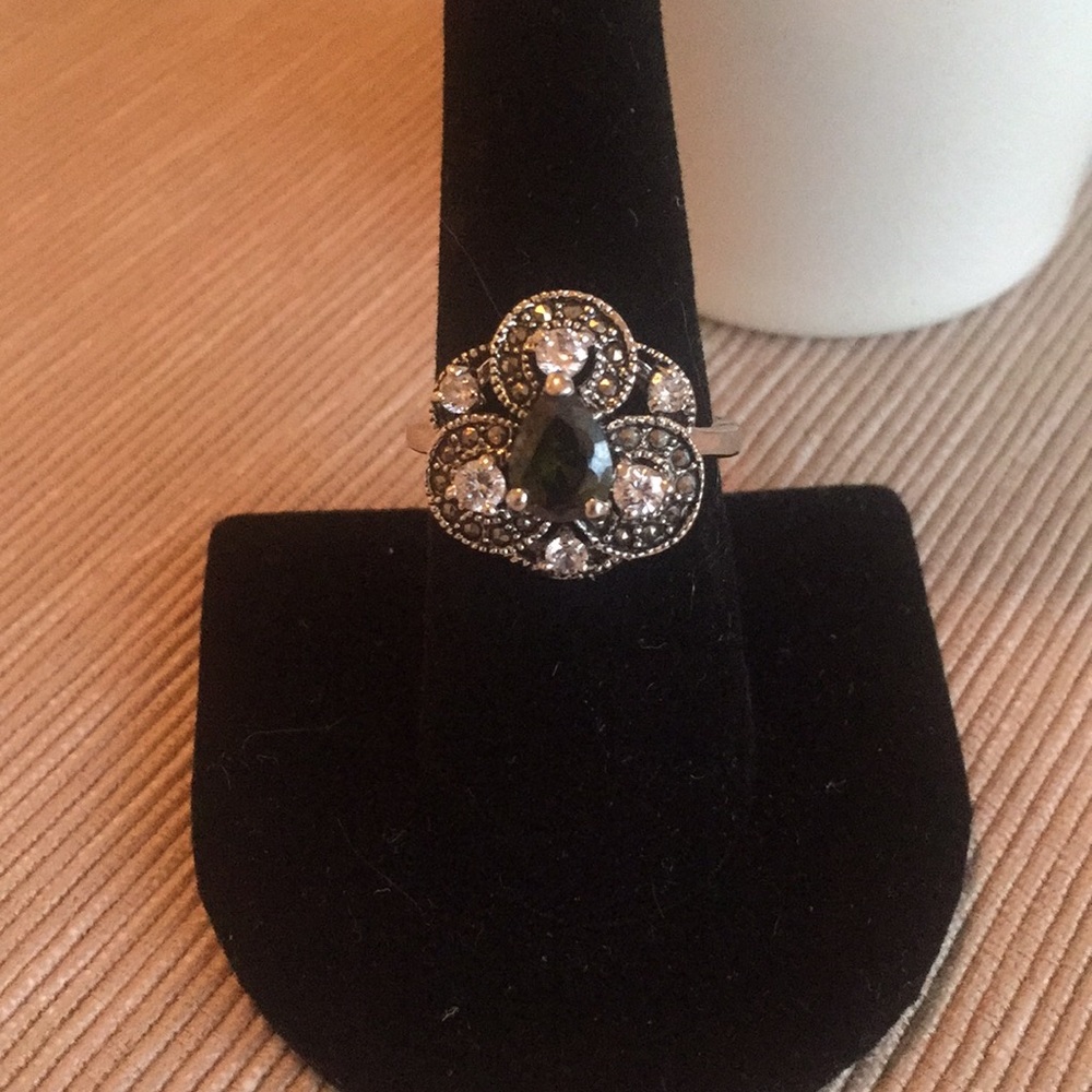 Silver Smokey Stone Ring